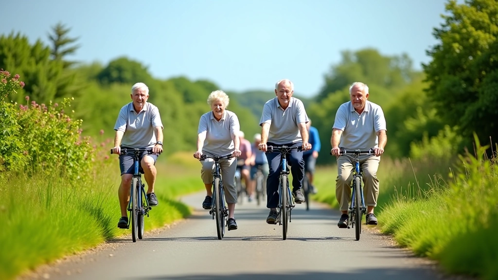 Guided group cycling on flat greenway trail